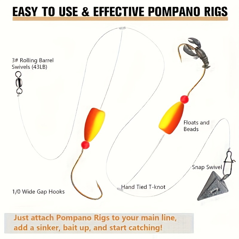 3 uds. Aparejos de Pompano, ap - Snell Fishing Rig reseña y precio